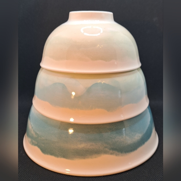 Anthropologie Pepper & Vetiver Oceana Nesting Bowls Set of 3 Erin Wolf Design - Picture 3 of 10